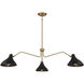 Vintage 3 Light 48 inch Matte Black with Natural Brass Pendant Ceiling Light