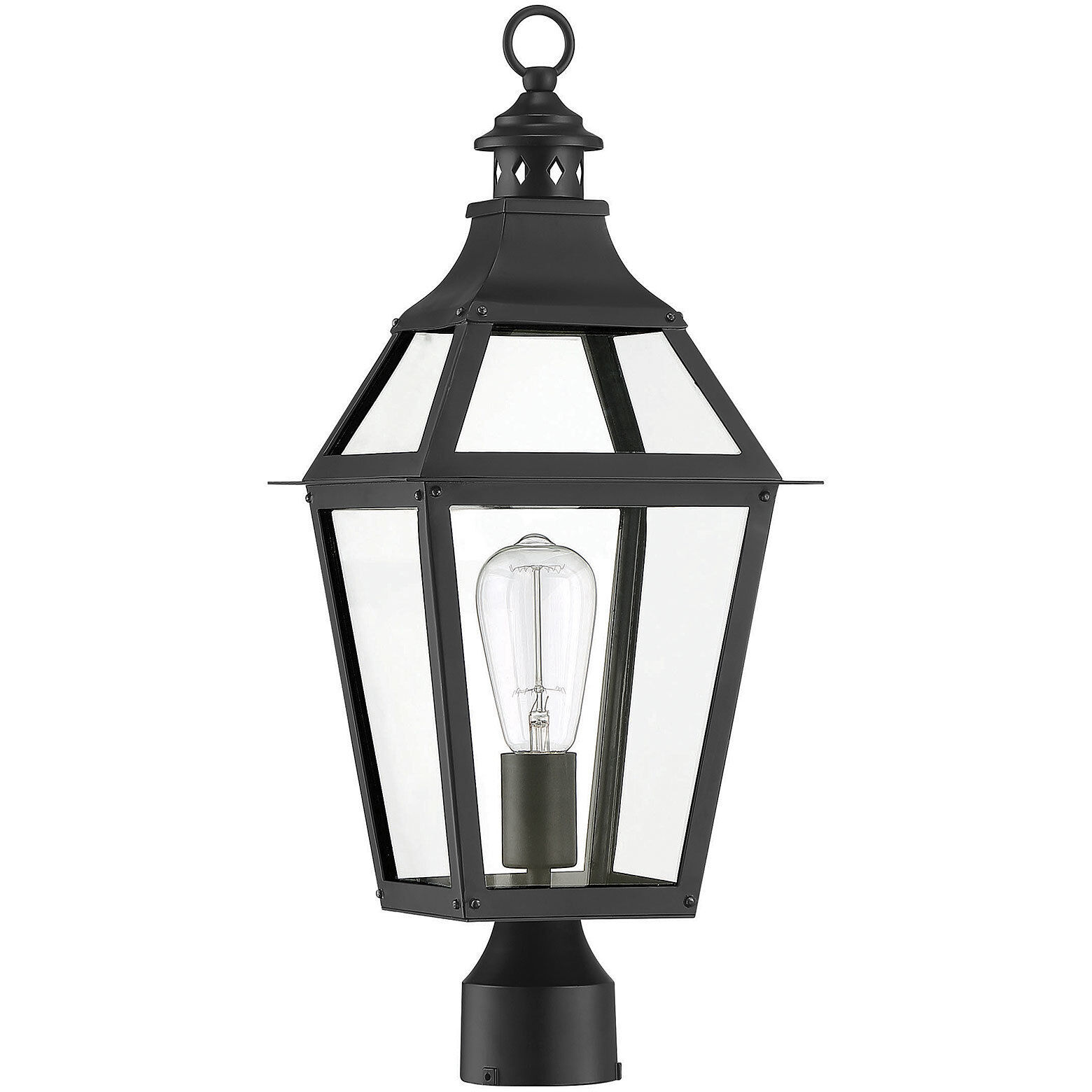 Jackson 1 Light 22.75 inch Black with Gold Highlights Outdoor Post Lantern