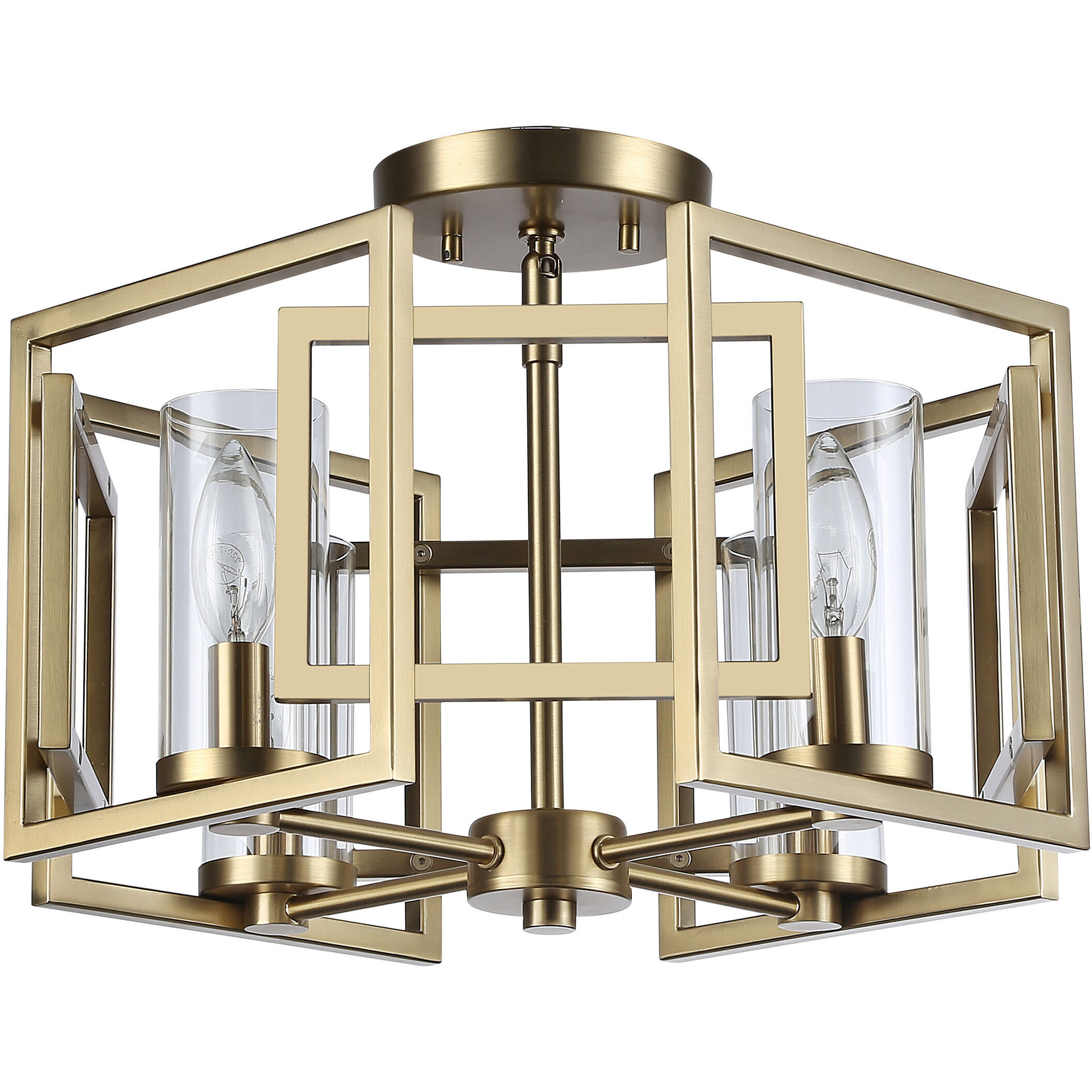Marco 4 Light 16 inch Brushed Champagne Brass Flush Mount Ceiling Light