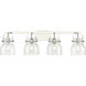 Pilaster II Bell 4 Light 36.5 inch Polished Nickel Bath Vanity Light Wall Light in Clear Glass