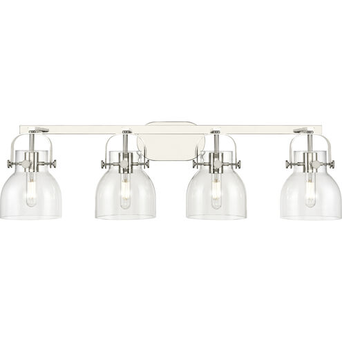 Pilaster II Bell 4 Light 36.5 inch Polished Nickel Bath Vanity Light Wall Light in Clear Glass