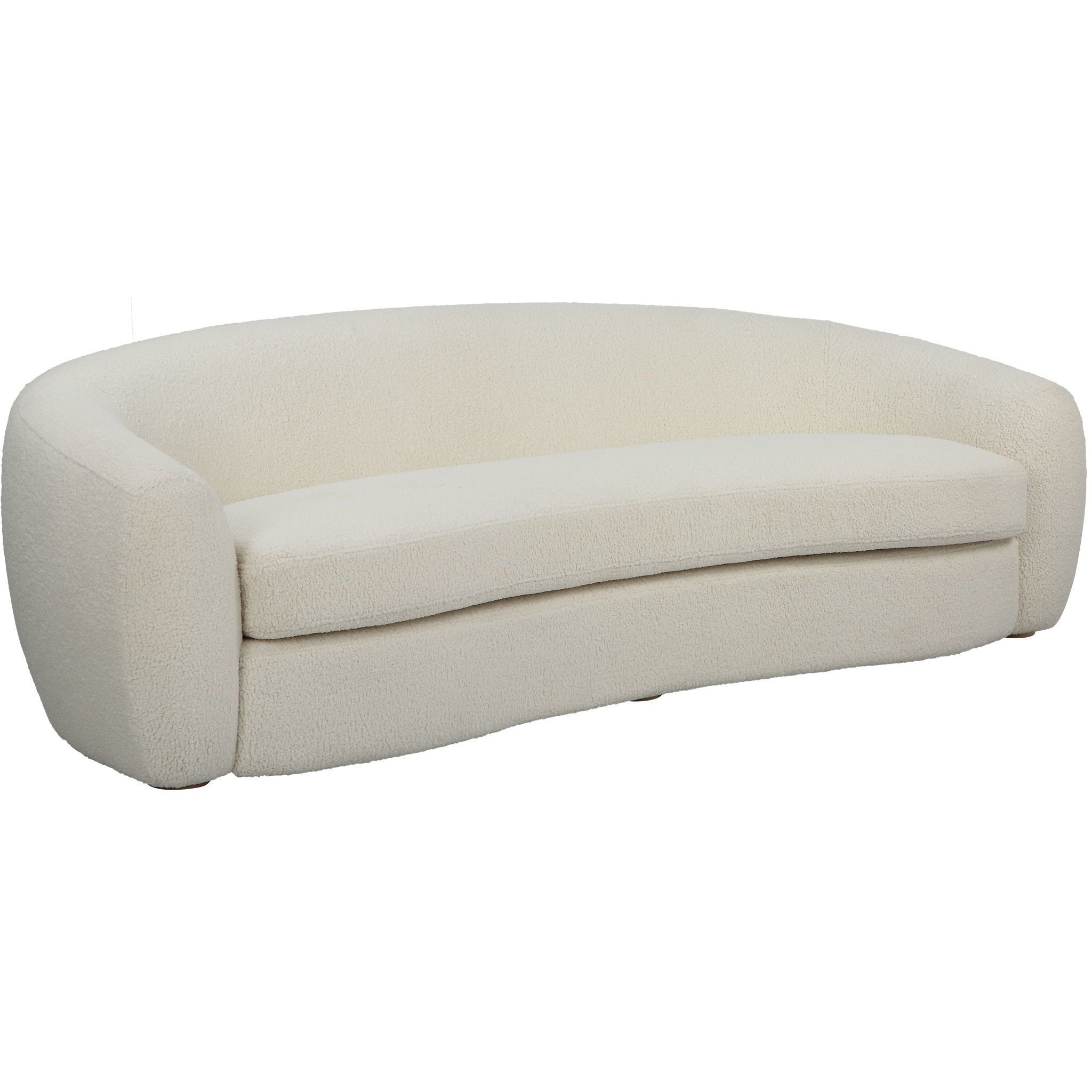 Capra Off White Faux Shearling and Natural Oak Sofa