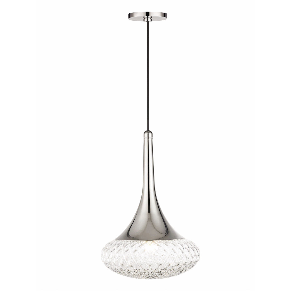 Bella 1 Light 11.75 inch Polished Nickel Pendant Ceiling Light