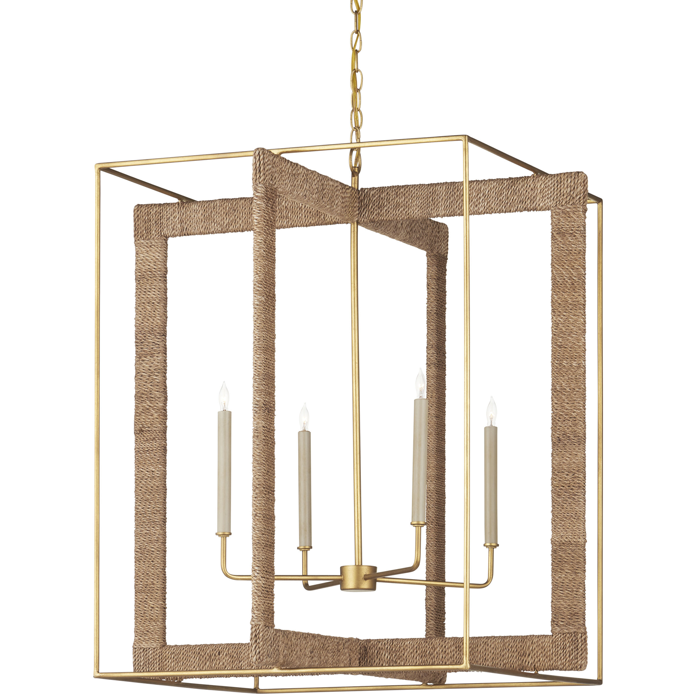 Purebred 4 Light 32.25 inch Contemporary Gold Leaf/Natural Chandelier Ceiling Light, Large