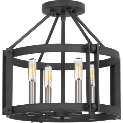 Victor 4 Light 16 inch Mottled Black Semi-Flush Mount Ceiling Light