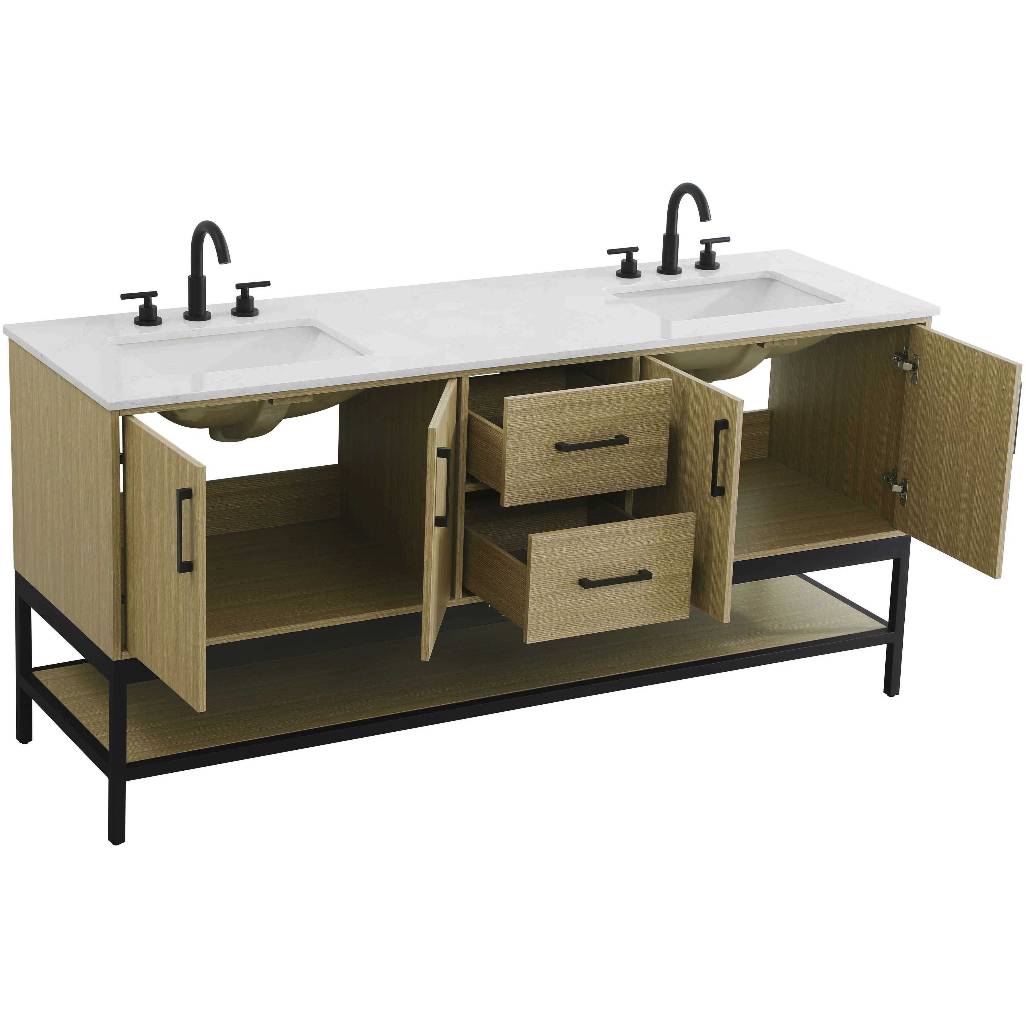 Lennox 72 X 34 inch Honey Brown Bathroom Vanity Cabinet