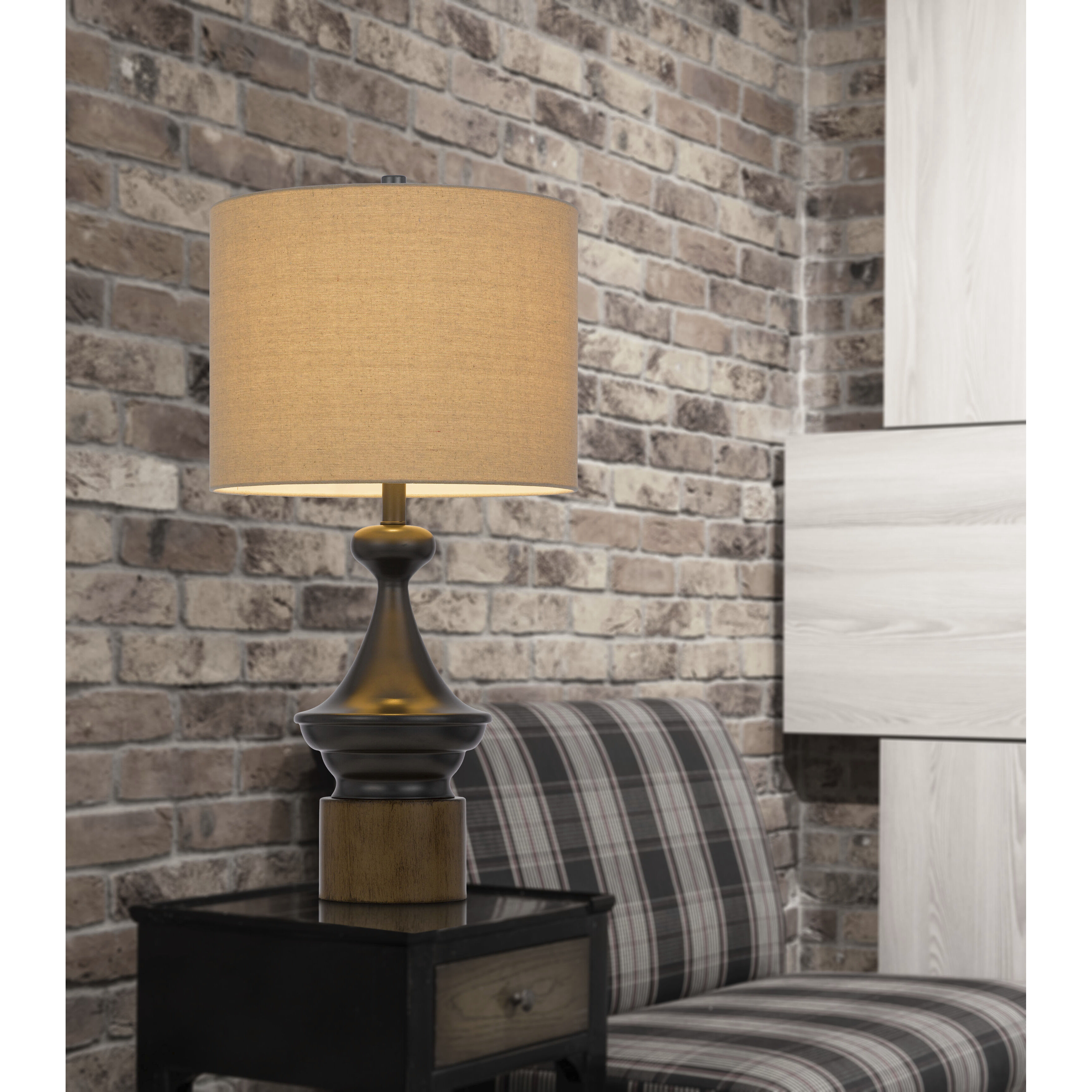 Sterling 30 inch 150.00 watt Black and Wood Table Lamp Portable Light
