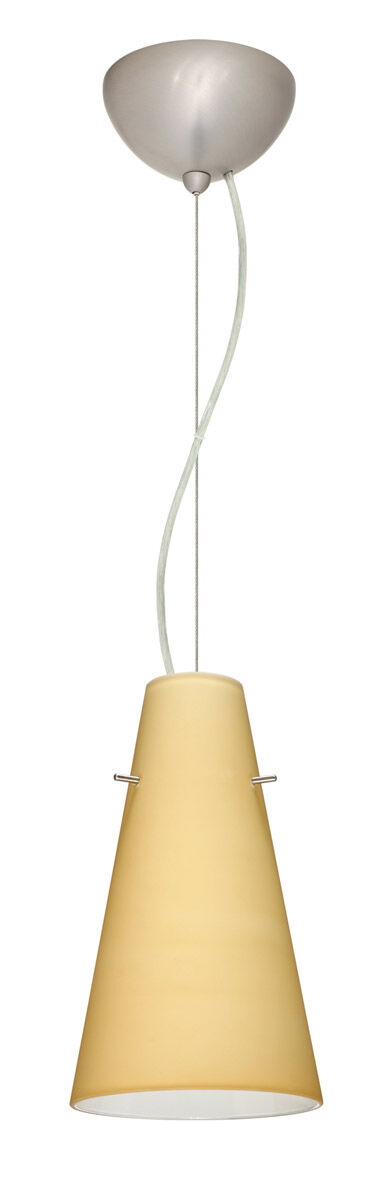 Cierro LED Satin Nickel Pendant Ceiling Light in Vanilla Matte Glass