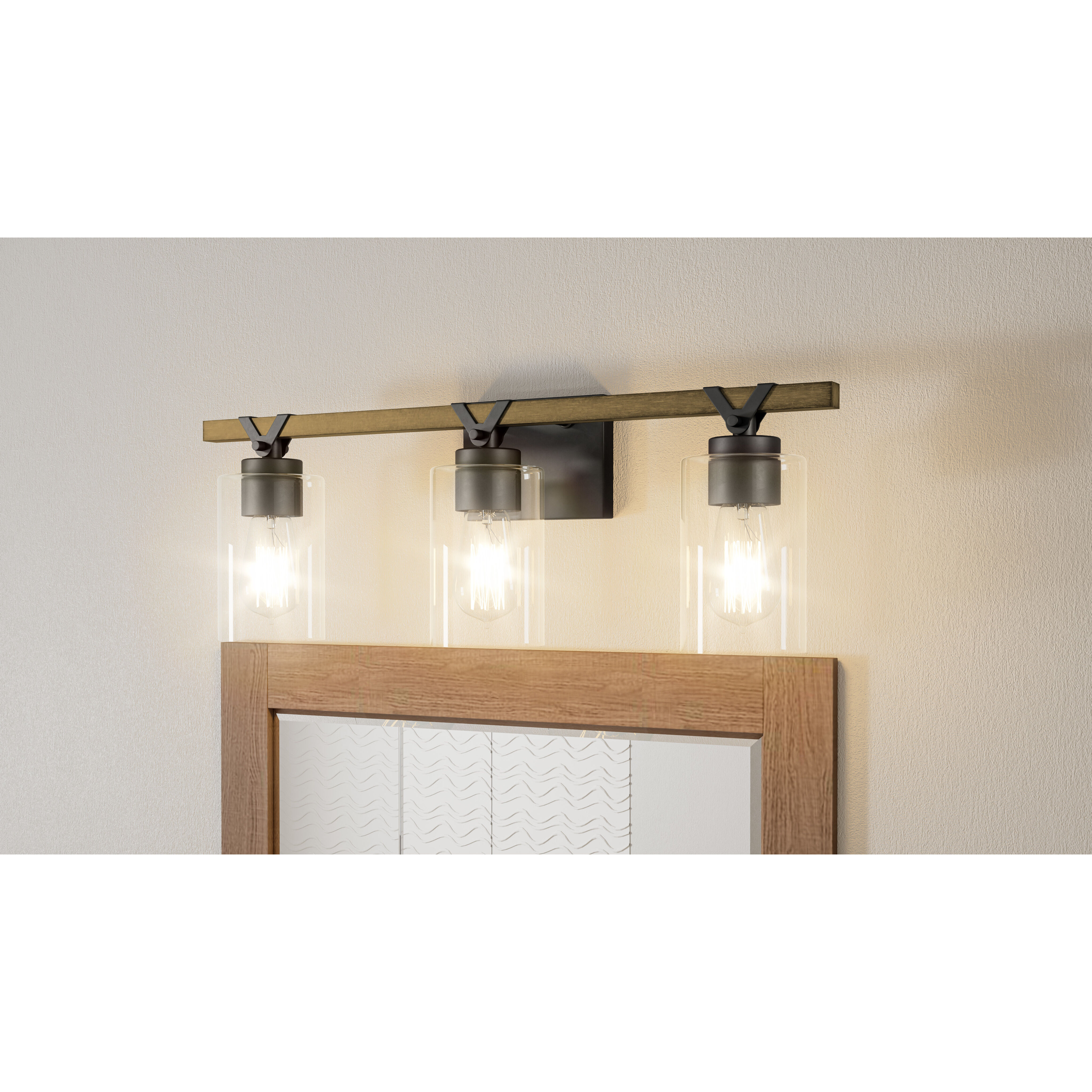 Devon Court 3 Light 24 inch Matte Black Bath Light Wall Light