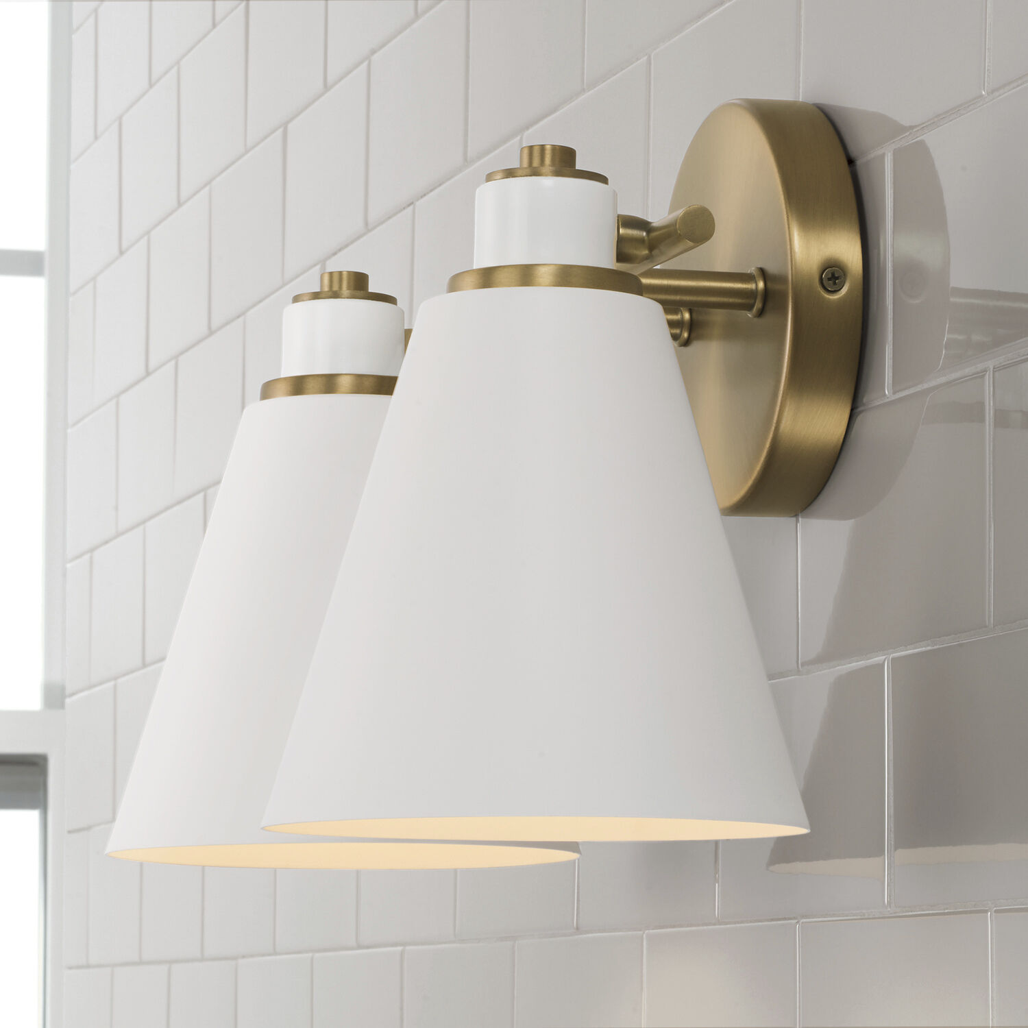 Bradley 2 Light 15 inch Aged Brass and White Vanity Light Wall Light