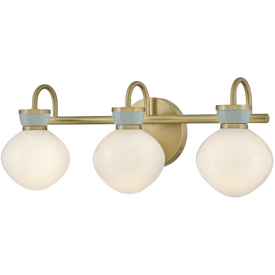 Lucy 3 Light 25 inch Lacquered Brass with Seafoam Bath Light Wall Light