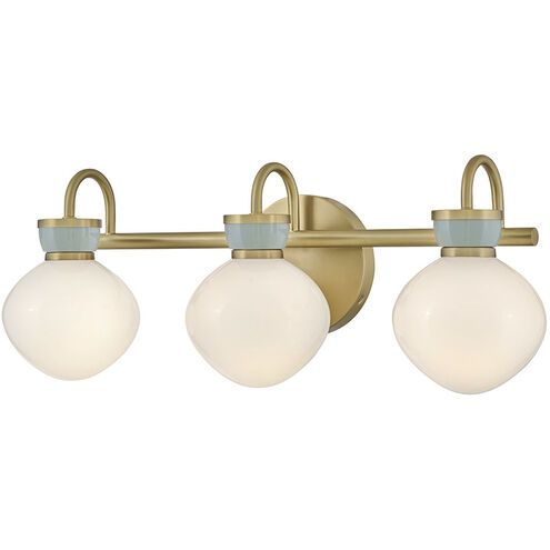Lucy 3 Light 25 inch Lacquered Brass with Seafoam Bath Light Wall Light