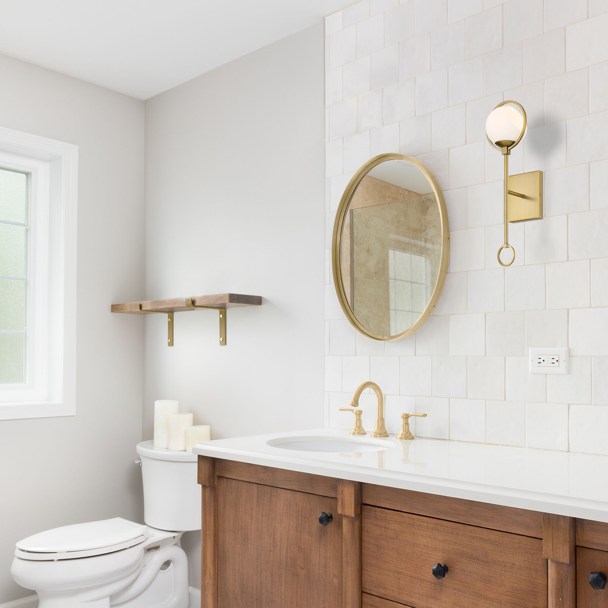 Teatro 1 Light 6.25 inch Brushed Gold Wall Sconce Wall Light