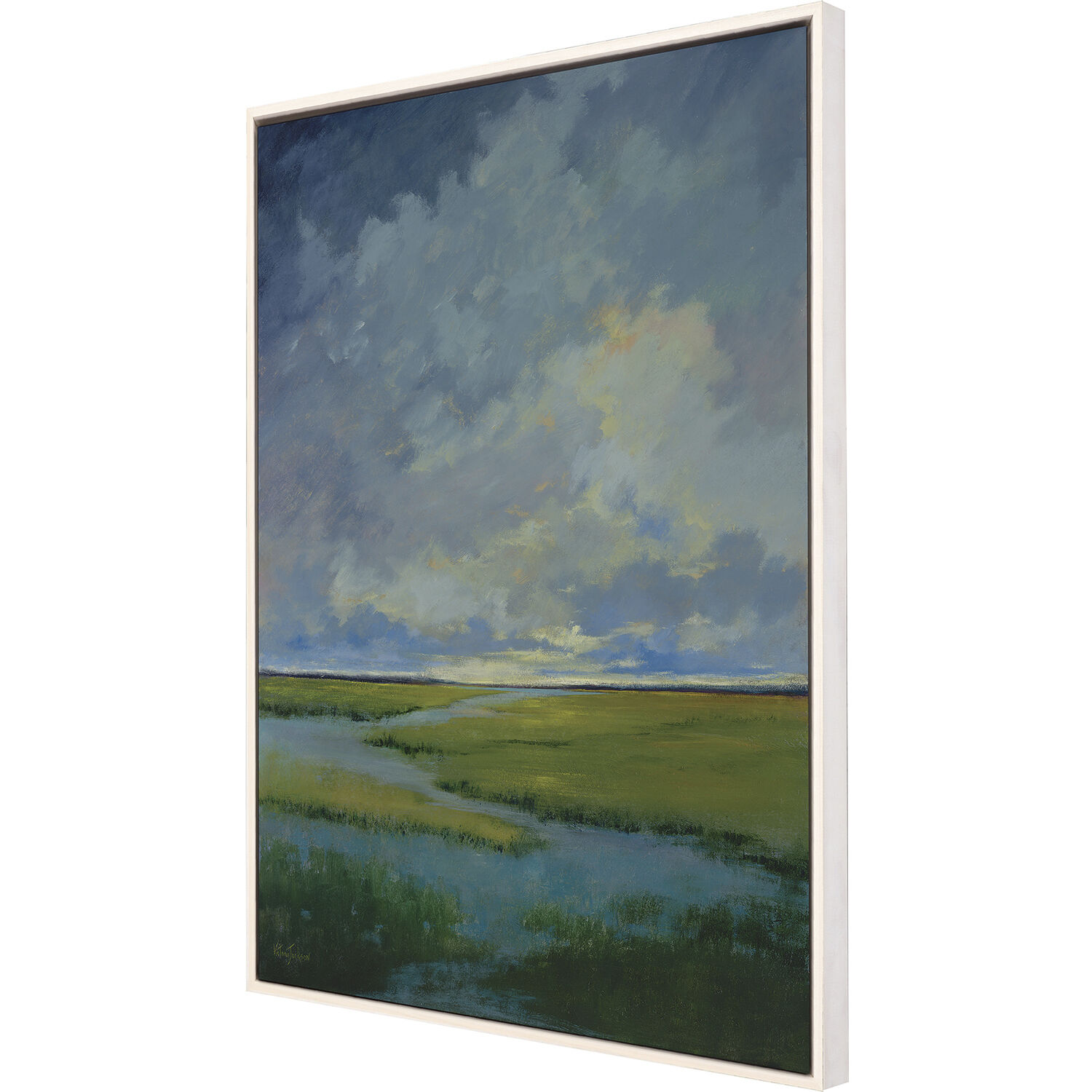 Quiet Reflection Blue and Beige and Green and Multi Canvas