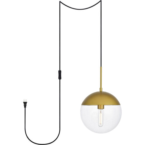 Eclipse 1 Light 10 inch Brass Pendant Ceiling Light