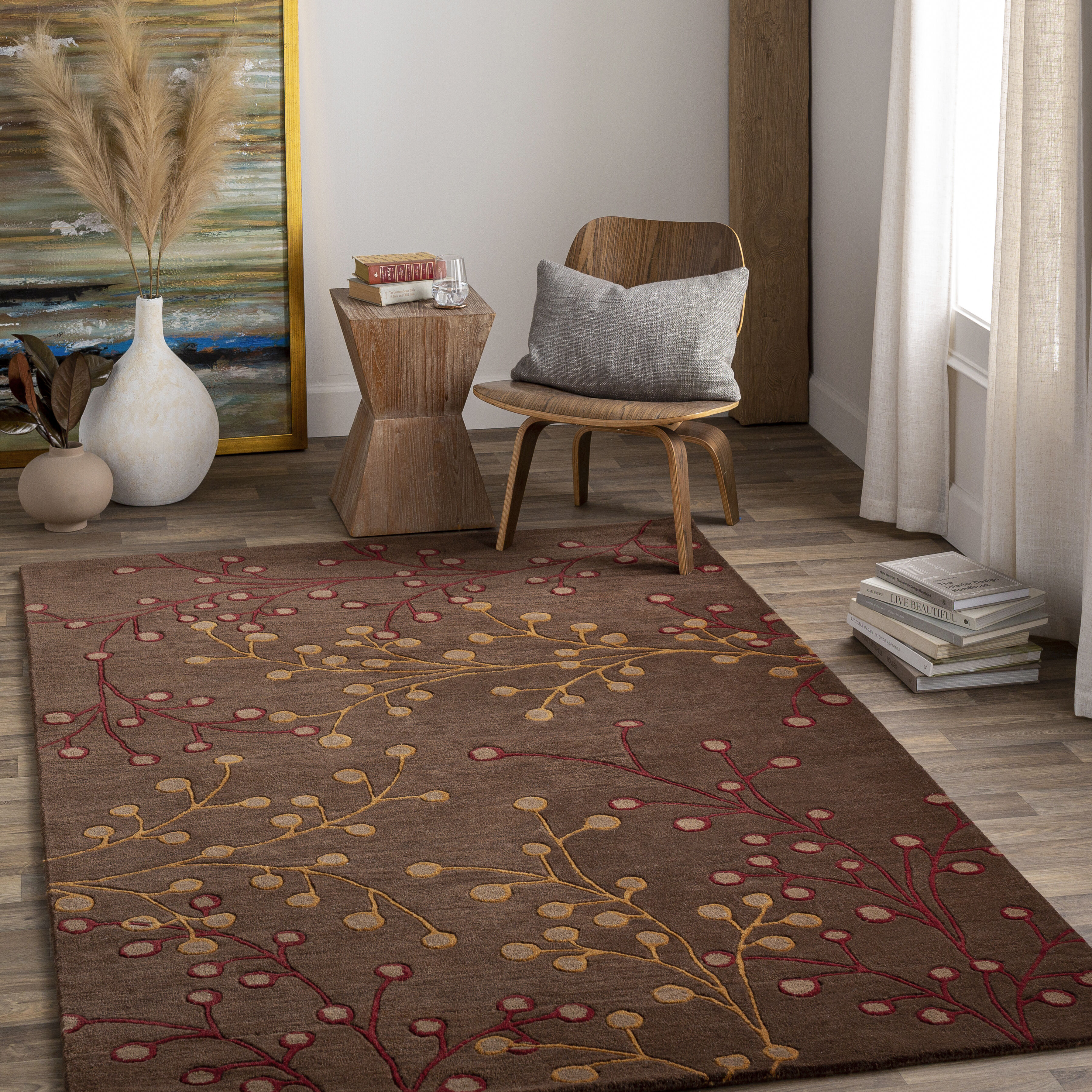 Athena 117 X 117 inch Dark Brown Rug in 10 Ft Square, Square