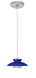 Trilo 1 Light Satin Nickel Pendant Ceiling Light in Blue Matte Glass, Halogen