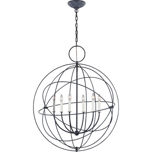 C&M by Chapman & Myers Bayberry 6 Light 31.88 inch Weathered Galvanized Pendant Ceiling Light