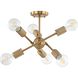 Module 6 Light 15 inch Burnished Brass Semi Flush Mount Ceiling Light
