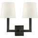 Chapman & Myers Square Tube 2 Light 15 inch Bronze Double Sconce Wall Light in Linen 1