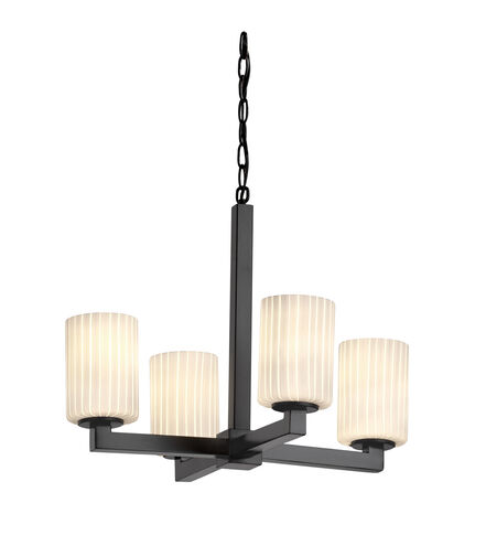Fusion 4 Light 20 inch Brushed Nickel Chandelier Ceiling Light in Square with Flat Rim, Incandescent, Seeded
