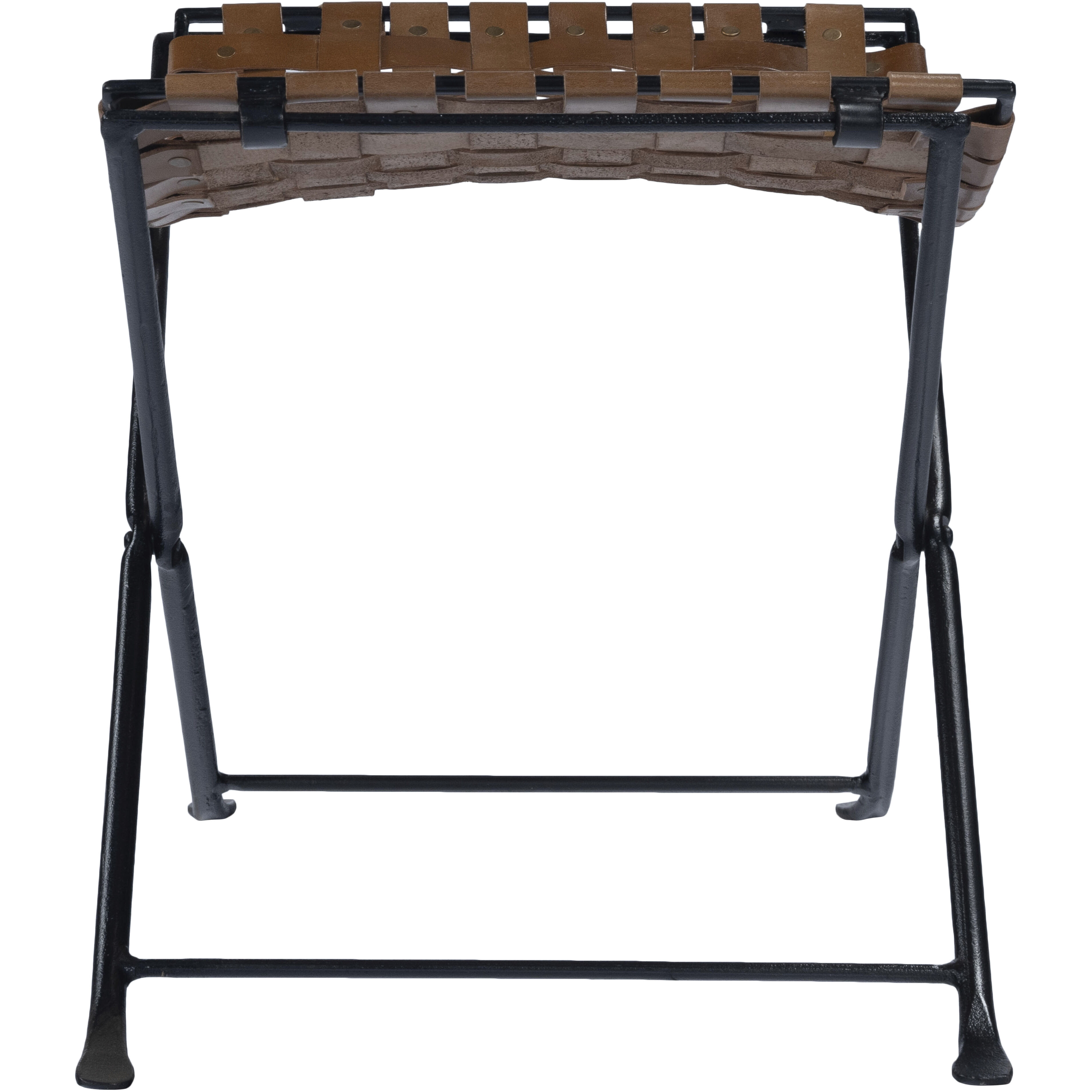 Karma Brown Woven Leather Ottoman or Stool