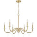 Toussant 6 Light 32 inch Modern Gold Chandelier Ceiling Light
