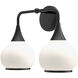 Alora Mood Hazel Bath Vanity Light Wall Light in Matte Black, Matte Opal Glass