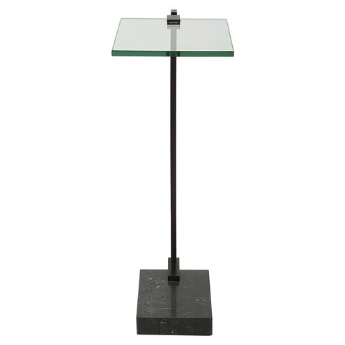 Butler 24 X 11 inch Satin Black and Black Marble Accent Table