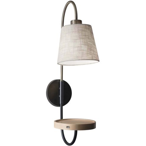 Jeffrey 1 Light 7 inch Black and Antique Brass Wall Lamp Wall Light, with USB Port