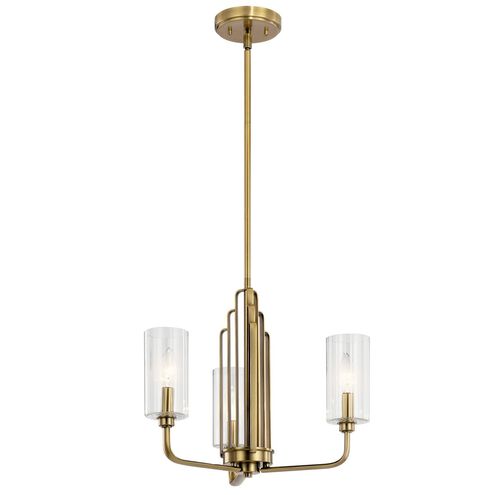 Kimrose 3 Light 18 inch Brushed Natural Brass Chandelier Ceiling Light, 1 Tier Small