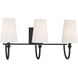 Cameron 3 Light 24 inch Matte Black Bathroom Vanity Light Wall Light, Essentials