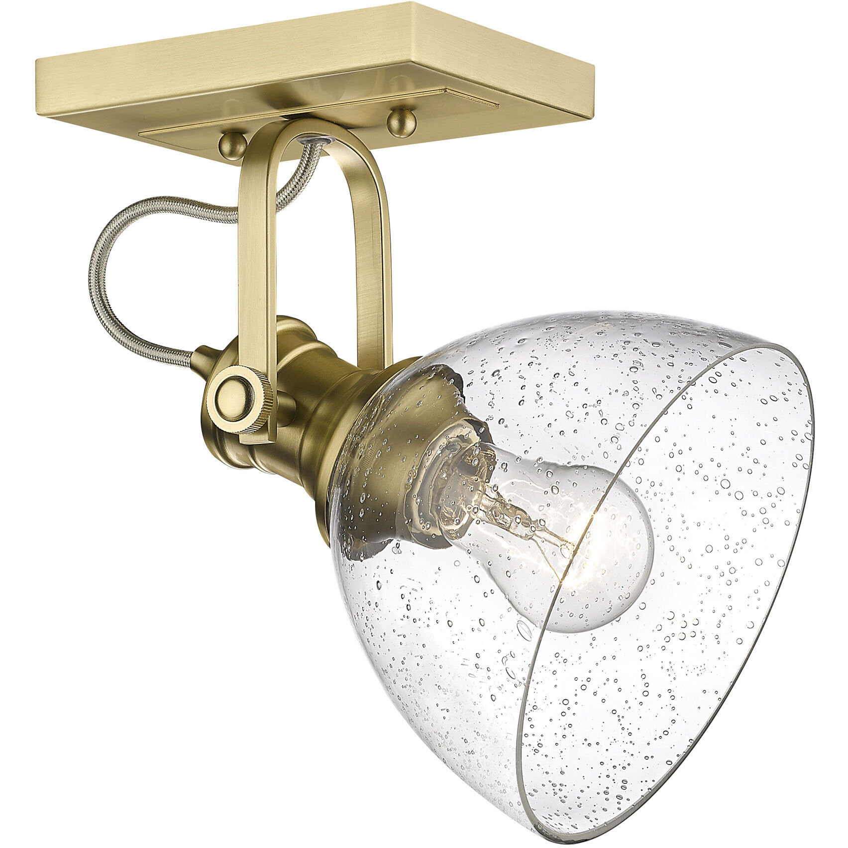 Yep Hines 1 Light 6.88 inch Rubbed Bronze Adjustable Semi-Flush Mount Ceiling Light in Seeded Glass, Damp