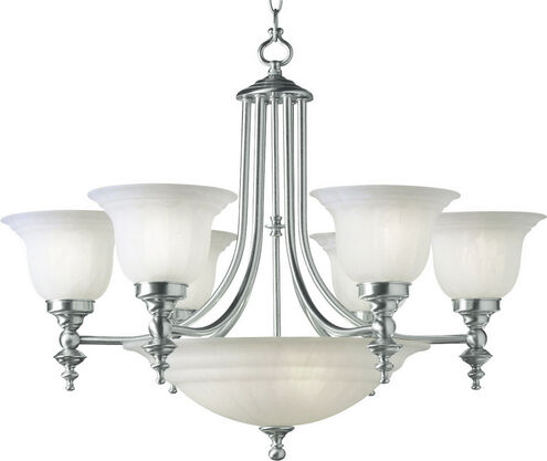 Richland 9 Light 27 inch Satin Nickel Chandelier Ceiling Light in Alabaster