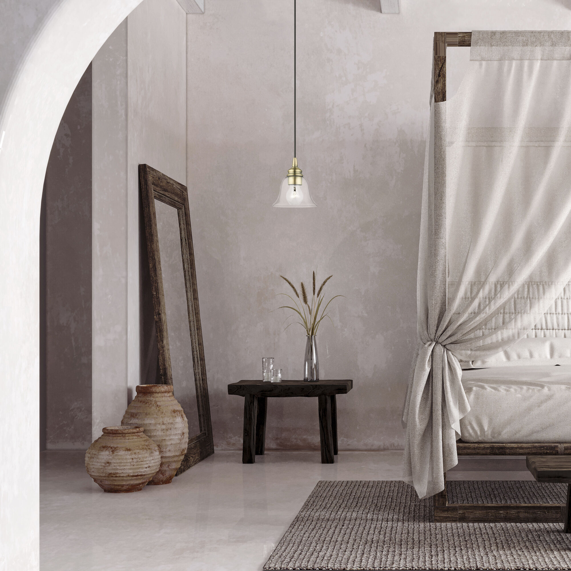 Moreland 1 Light 6 inch Antique Brass Single Pendant Ceiling Light, Single