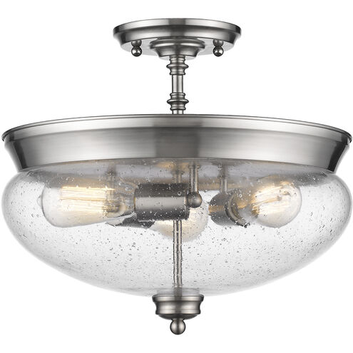 Amon 3 Light 15 inch Brushed Nickel Semi Flush Mount Ceiling Light in 5.7