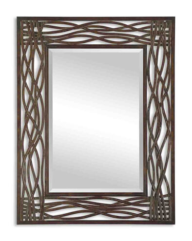 Dorigrass 42 X 32 inch Distressed Mocha Brown Forged Metal Wall Mirror