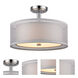 Double Organza 3 Light 16 inch Chrome Semi Flushmount Ceiling Light