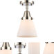 Franklin Restoration Small Cone 1 Light 6 inch Polished Nickel Flush Mount Ceiling Light in Matte White Glass