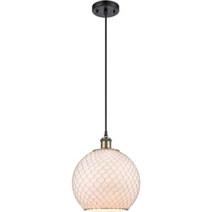 Innovations Lighting Ballston Large Farmhouse Chicken Wire 1 Light 10 inch Black Antique Brass Mini Pendant Ceiling Light, Ballston