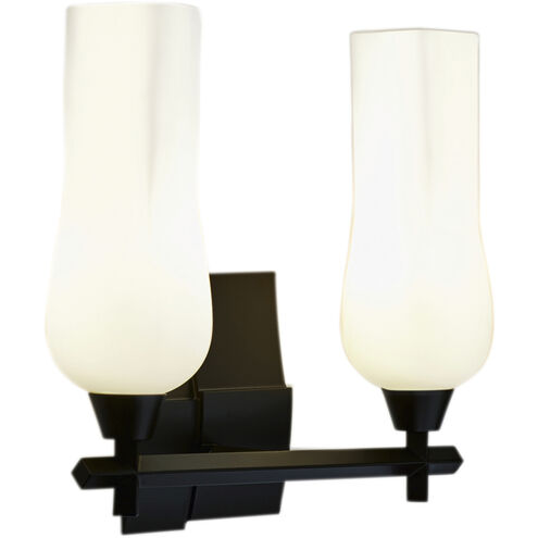 Fleur 2 Light 14.75 inch Matte Black with Matte Opal Vanity Light Wall Light