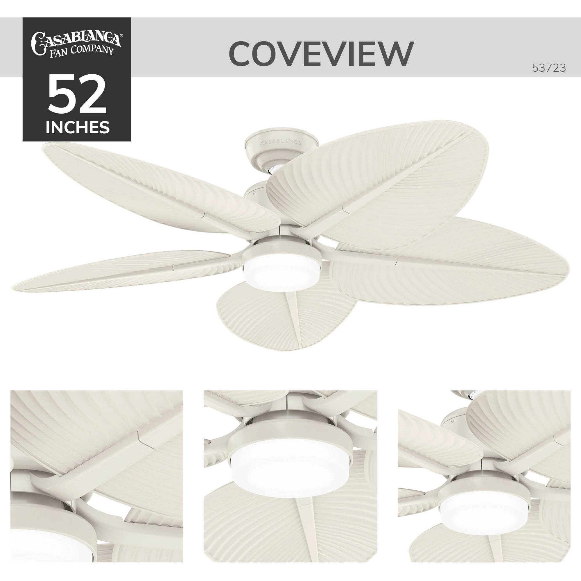 Coveview 52 inch Cream Outdoor Ceiling Fan