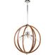 Abbey LED 24 inch Faux Wood and Polished Nickel Pendant Ceiling Light