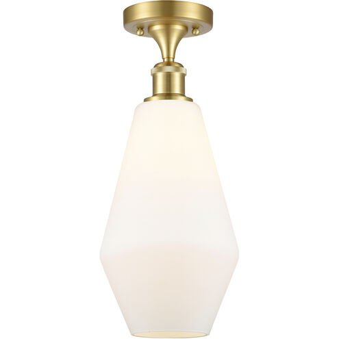 Ballston Cindyrella LED 7 inch Satin Gold Semi-Flush Mount Ceiling Light in Matte White Glass