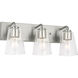 Miles 3 Light 18 inch Brushed Nickel Vanity Light Wall Light, Large