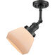 Franklin Restoration Fulton 1 Light 7 inch Matte Black Semi-Flush Mount Ceiling Light in Matte White Glass, Franklin Restoration
