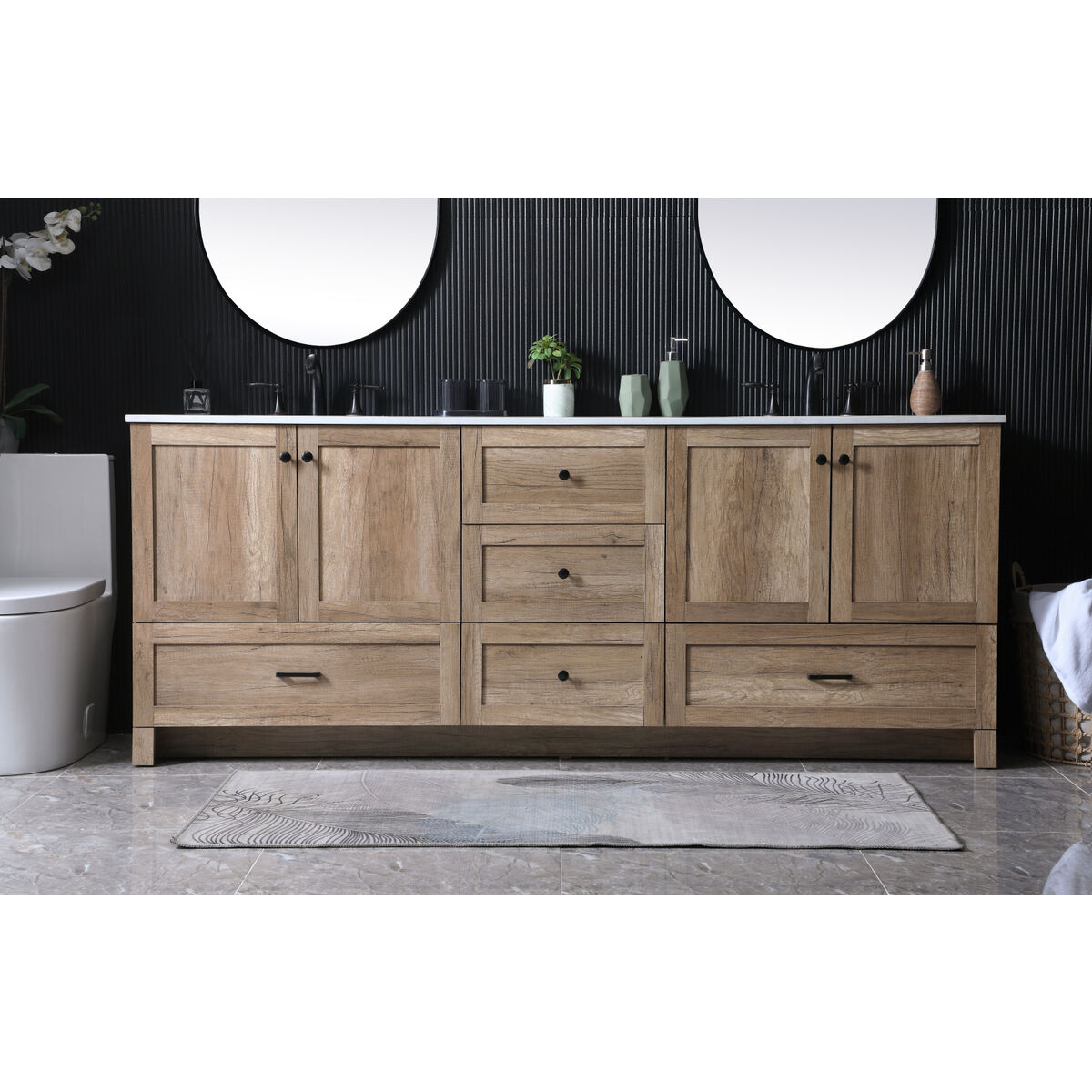 Soma 84 X 19 X 34 inch Natural Oak Vanity Sink Set