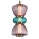 Rosewood 2 Light 9 inch Aged Brass Pendant Ceiling Light in Purple with Green Glass