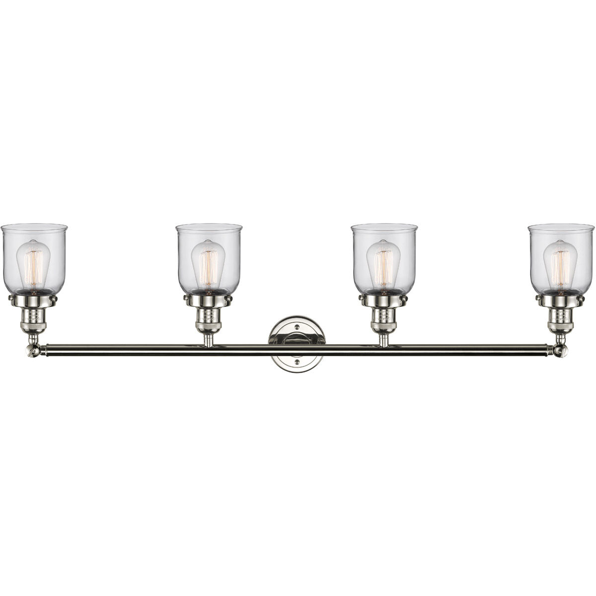Franklin Restoration Small Bell 4 Light 42 inch Polished Nickel Bath Vanity Light Wall Light in Clear Glass, Franklin Restoration
