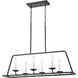 Ellisville 6 Light 34 inch Matte Black Linear Chandelier Ceiling Light